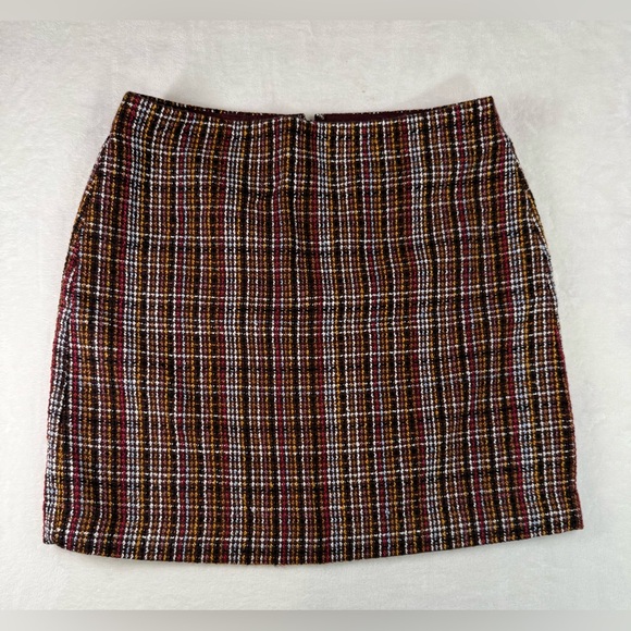 LOFT Dresses & Skirts - Loft Outlet Tweed Multicolor Mini Skirt Size 6 Womens Brown And Red Burgundy